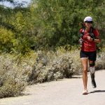 
              Jacky Hunt-Broersma runs her 102nd marathon in 102 days, this one at Veterans Oasis Park Thursday, April 28, 2022, in Chandler, Ariz. (AP Photo/Ross D. Franklin)
            