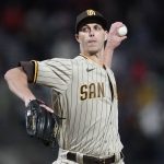 
              San Diego Padres' Taylor Rogers pitches against the San Francisco Giants during the ninth inning of a baseball game in San Francisco, Monday, April 11, 2022. (AP Photo/Jeff Chiu)
            