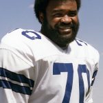 
              FILE - Dallas Cowboys' Rayfield Wright is shown in this September 1975 file photo. Wright, the Pro Football Hall of Fame offensive tackle nicknamed “Big Cat” who went to five Super Bowls in his 13 NFL seasons with the Cowboys, has died. He was 76. Wright's family confirmed his death Thursday, April 7, 2022, to the Pro Football Hall of Fame. (AP Photo, File)
            