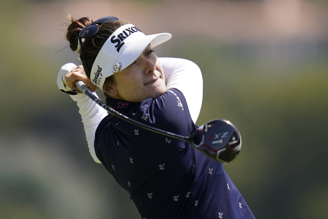 Hannah Green tees off at the fourth tee during the third round of the LPGA's Palos Verdes Champions...