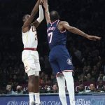 
              Cleveland Cavaliers guard Caris LeVert (3) shoots over Brooklyn Nets forward Kevin Durant (7) during the first half of an NBA basketball game, Friday April 8, 2022, in New York. (AP Photo/Bebeto Matthews)
            