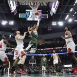 
              Milwaukee Bucks' Giannis Antetokounmpo shoots during the first half of Game 5 of an NBA basketball first-round playoff series Wednesday, April 27, 2022, in Milwaukee. (AP Photo/Morry Gash)
            