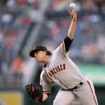 
              San Francisco Giants starter Sam Long delivers a pitch during the first inning of the team's baseball game against the Washington Nationals, Friday, April 22, 2022, in Washington. (AP Photo/Nick Wass)
            