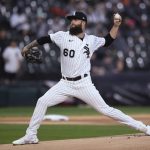 
              Chicago White Sox starter Dallas Keuchel pitches during the first inning of the team's baseball game against the Seattle Mariners on Wednesday, April 13, 2022, in Chicago. (AP Photo/Paul Beaty)
            