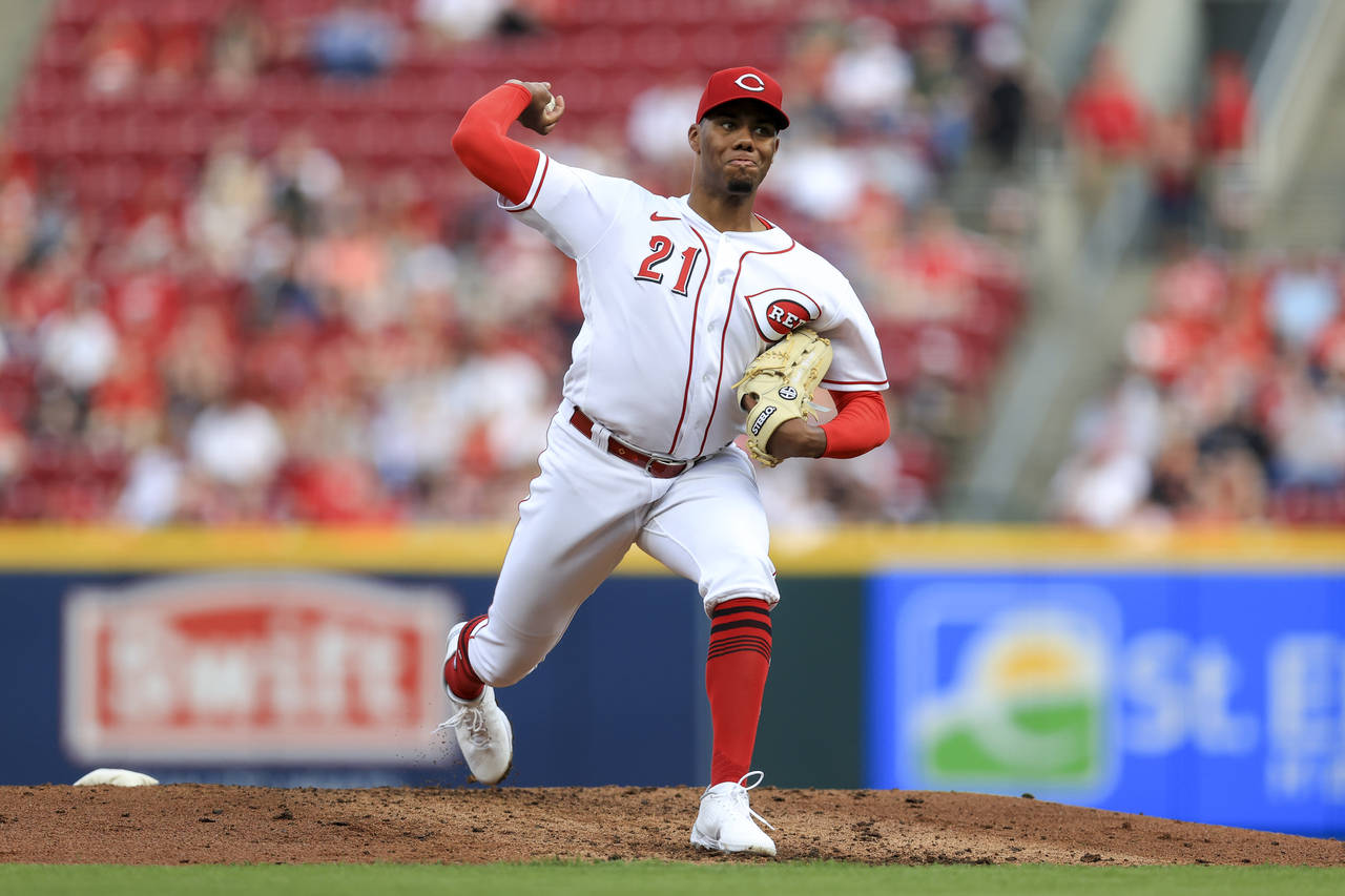 Cincinnati Reds' Hunter Greene throws during the second inning of the team's baseball game against ...