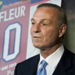 
              FILE -Hockey legend Guy Lafleur speaks to the media at the official launch of a DVD on his life "IL Etait Une Fois...Guy Lafleur" in Montreal, Monday, Nov. 2, 2009. Hockey Hall of Famer Guy Lafleur, who helped the Montreal Canadiens win five Stanley Cup titles in the 1970s, died Friday, April 22, 2022, at age 70. (AP Photo/The Canadian Press, Graham Hughes, File)
            