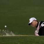 
              Si Woo Kim, of South Korea, hits out of a bunker on the second hole during the second round at the Masters golf tournament on Friday, April 8, 2022, in Augusta, Ga. (AP Photo/Matt Slocum)
            