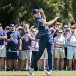 
              Jordan Spieth reacts to his drive off the ninth tee during the second round of the RBC Heritage golf tournament, Friday, April 15, 2022, in Hilton Head Island, S.C. (AP Photo/Stephen B. Morton)
            