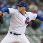 
              Chicago Cubs starter Justin Steele delivers a pitch during the first inning of a baseball game against the Pittsburgh Pirates, Sunday, April 24, 2022, in Chicago. (AP Photo/Paul Beaty)
            