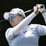 
              Jin Young Ko tees off at the second tee during the second round of LPGA's DIO Implant LA Open golf tournament at Wilshire Country Club on Friday, April 22, 2022, in Los Angeles. (AP Photo/Ashley Landis)
            