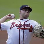 
              Atlanta Braves pitcher Bryce Elder works against the Miami Marlins in the first inning of a baseball game Sunday, April 24, 2022, in Atlanta. (AP Photo/Ben Margot)
            