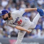 
              Los Angeles Dodgers starting pitcher Tony Gonsolin works against the Colorado Rockies in the first inning of a baseball game Saturday, April 9, 2022, in Denver. (AP Photo/David Zalubowski)
            