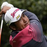 
              Hideki Matsuyama, of Japan, tees off on the 11th hole during the second round at the Masters golf tournament on Friday, April 8, 2022, in Augusta, Ga. (AP Photo/Robert F. Bukaty)
            