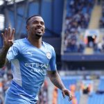 
              Manchester City's Gabriel Jesus celebrates after scoring his fourth goal, his side's fifth, during the English Premier League soccer match between Manchester City and Watford at Etihad stadium in Manchester, England, Saturday, April 23, 2022. (AP Photo/Jon Super)
            