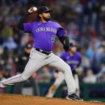 
              Colorado Rockies' German Marquez pitches during the fourth inning of a baseball game against the Philadelphia Phillies, Tuesday, April 26, 2022, in Philadelphia. (AP Photo/Matt Slocum)
            
