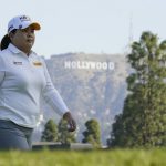 
              Inbee Park of Korea walks away from the 13th green during the first round of LPGA's DIO Implant LA Open golf tournament at Wilshire Country Club on Thursday, April 21, 2022, in Los Angeles, Calif. (AP Photo/Ashley Landis)
            