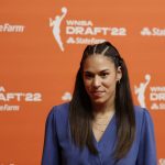 
              Northwestern's Veronica Burton poses for a picture before the WNBA basketball draft, Monday, April 11, 2022, in New York. (AP Photo/Adam Hunger)
            