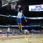 
              Duke forward Wendell Moore Jr. shoots during practice for the men's Final Four NCAA college basketball tournament, Friday, April 1, 2022, in New Orleans. (AP Photo/David J. Phillip)
            