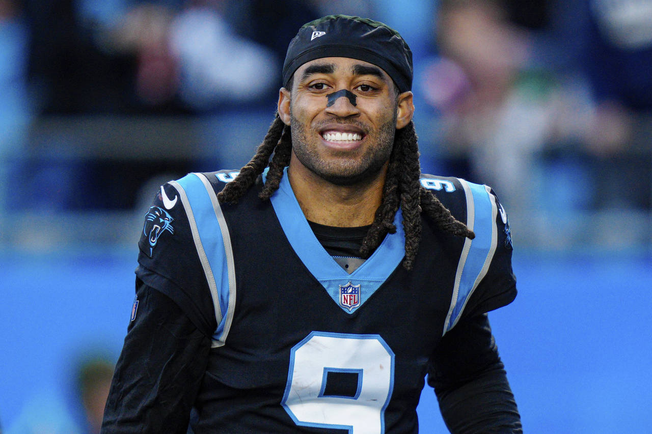 FILE - Carolina Panthers cornerback Stephon Gilmore walks off the field after an NFL football game ...
