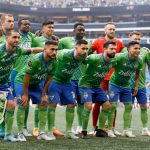 SEATTLE, WASHINGTON - MAY 04: The Seattle Sounders pose before the game against Pumas during 2022 Scotiabank Concacaf Champions League Final Leg 2 at Lumen Field on May 04, 2022 in Seattle, Washington. (Photo by Steph Chambers/Getty Images)