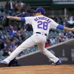 
              Chicago Cubs starting pitcher Kyle Hendricks delivers during the first inning of the team's baseball game against the Chicago White Sox on Wednesday, May 4, 2022, in Chicago. (AP Photo/Charles Rex Arbogast)
            