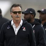 
              FILE - American Team head coach Jeff Fisher walks the sideline during the first half of the NFLPA Collegiate Bowl college football game against the National Team Saturday, Jan. 29, 2022, in Pasadena, Calif. Former NFL coach Jeff Fisher is head coach of the Michigan Panthers in the USFL. The USFL season kicks off Saturday, April 16, 2022. (AP Photo/Marcio Jose Sanchez)
            