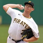 
              Pittsburgh Pirates starting pitcher Mitch Keller delivers during the first inning of a baseball game against the San Diego Padres in Pittsburgh, Sunday, May 1, 2022. (AP Photo/Gene J. Puskar)
            