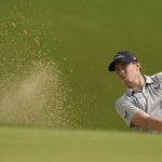 
              Matt Fitzpatrick, of England, hits from the bunker on the 17th hole during the second round of the PGA Championship golf tournament at Southern Hills Country Club, Friday, May 20, 2022, in Tulsa, Okla. (AP Photo/Eric Gay)
            