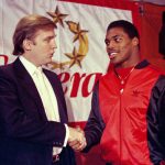 
              FILE - In this March 8, 1984, file photo, Donald Trump shakes hands with Herschel Walker in New York after agreement on a 4-year contract with the New Jersey Generals USFL football team. The original USFL was a league that made a whole lot of sense, only to be undone by the greed and hubris of owners such as former President Donald Trump, who saw the fledgling organization as a conduit to the NFL. (AP Photo/Dave Pickoff, File)
            