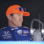 
              Scott Dixon, of New Zealand, sits in his pit box during practice for the Indianapolis 500 auto race at Indianapolis Motor Speedway, Sunday, May 22, 2022, in Indianapolis. (AP Photo/Darron Cummings)
            
