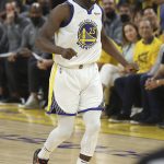 
              Golden State Warriors forward Draymond Green celebrates during the second half of Game 2 of the NBA basketball playoffs Western Conference finals against the Dallas Mavericks in San Francisco, Friday, May 20, 2022. (AP Photo/Jed Jacobsohn)
            