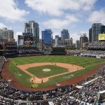
              Petco Park is viewed during the fifth inning of the baseball game between San Diego Padres and the Pittsburgh Pirates, Sunday, May 29, 2022, in San Diego. (AP Photo/Mike McGinnis)
            