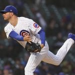 
              Chicago Cubs starting pitcher Scott Effross follows through during the first inning of a baseball game against the Chicago White Sox Tuesday, May 3, 2022, in Chicago. (AP Photo/Charles Rex Arbogast)
            