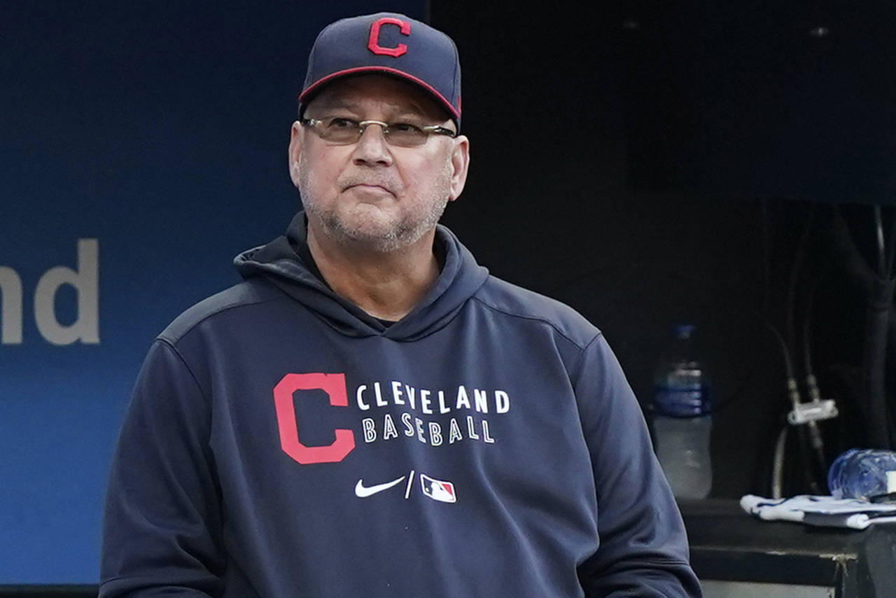 FILE - In this July 9, 2021, file photo, Cleveland Guardians manager Terry Francona watches in the ...