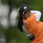
              Angel Yin, of the United States, hits off the second tee during the fourth round of the LPGA Cognizant Founders Cup golf tournament, Sunday, May 15, 2022, in Clifton, N.J. (AP Photo/Seth Wenig)
            