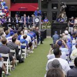 
              Baseball Hall of Famer Ferguson Jenkins speaks after the Chicago Cubs unveiled a statue honoring the former Cubs pitcher, Friday, May 20, 2022, in Chicago. (AP Photo/Nam Y. Huh)
            