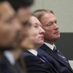 
              Jon Gruden, right, waits in court Wednesday, May 25, 2022, in Las Vegas. A Nevada judge heard a bid Wednesday by the National Football League to dismiss former Las Vegas Raiders coach Jon Gruden's lawsuit accusing the league of a "malicious and orchestrated campaign" including the leaking of offensive emails ahead of his resignation last October. (AP Photo/John Locher)
            