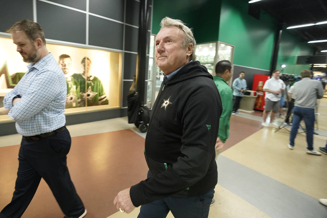 Dallas Stars NHL team head coach Rick Bowness walks after speaking to reporters about the hockey se...