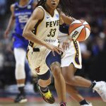 
              Indiana Fever guard Destanni Henderson (33) leads the fast break against the Connecticut Sun during a WNBA basketball game Friday, May 20, 2022, in Uncasville, Conn. (Sean D. Elliot/The Day via AP)
            
