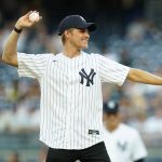 
              Marcus Ericsson, of Sweden, throws out a ceremonial first pitch before a baseball game between the New York Yankees and the Los Angeles Angels Tuesday, May 31, 2022, in New York. Ericsson won the 106th running of the Indianapolis 500 auto race on Sunday. (AP Photo/Frank Franklin II)
            
