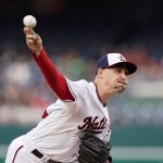 
              Washington Nationals starting pitcher Aaron Sanchez throws during the first inning of a baseball game against the New York Mets at Nationals Park, Wednesday, May 11, 2022, in Washington. (AP Photo/Alex Brandon)
            