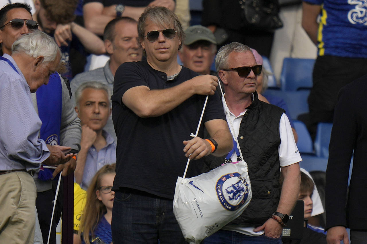 FILE - American businessman Todd Boehly attends the English Premier League soccer match between Che...