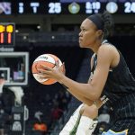 
              Chicago Sky forward Azura Stevens eyes the basket during the first half of the team's WNBA basketball game against the Seattle Storm, Wednesday, May 18, 2022, in Seattle. (AP Photo/Ted S. Warren)
            