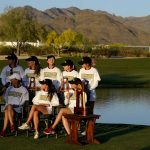 
              Stanford golfers pose with their trophies after winning the NCAA college women's golf championship title match against Oregon at Grayhawk Golf Club, Wednesday, May 25, 2022, in Scottsdale, Ariz. (AP Photo/Matt York)
            