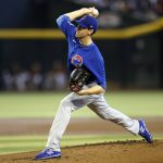 
              Chicago Cubs' Kyle Hendricks throws a pitch during the first inning of the team's baseball game against the Arizona Diamondbacks on Saturday, May 14, 2022, in Phoenix. (AP Photo/Chris Coduto)
            