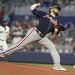 
              Atlanta Braves starting pitcher Ian Anderson (36) throws a pitch during the first inning of a baseball game against the Miami Marlins, Sunday, May 22, 2022, in Miami. (AP Photo/Marta Lavandier)
            