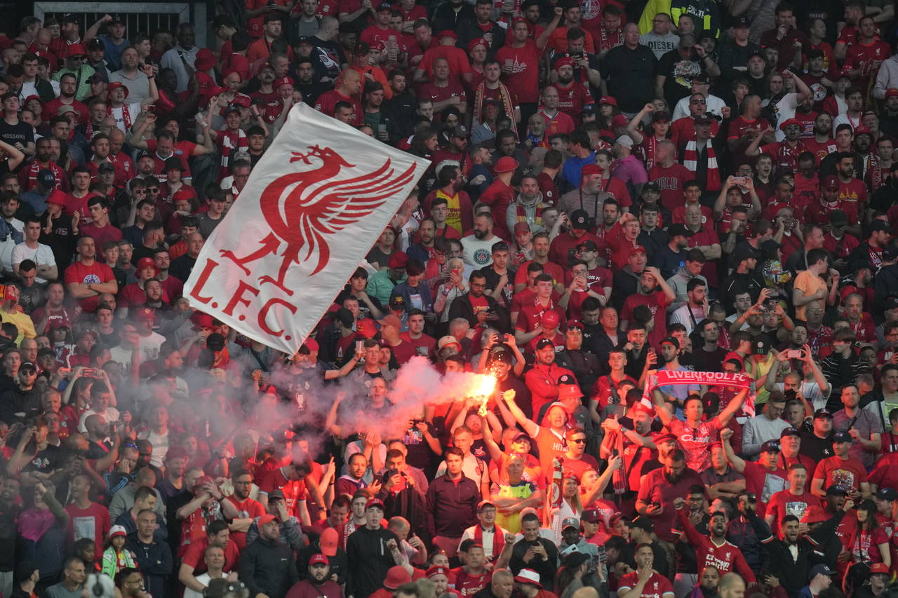 Liverpool fans light flares prior to the start of the Champions League final soccer match between L...