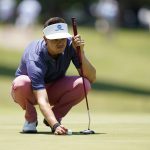 
              Beau Hossler lines up his putt on the 18th hole during the second round of the Charles Schwab Challenge golf tournament at the Colonial Country Club, Friday, May 27, 2022, in Fort Worth, Texas. (AP Photo/LM Otero)
            