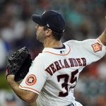 
              Houston Astros starting pitcher Justin Verlander throws during the fourth inning of a baseball game against the Seattle Mariners Wednesday, May 4, 2022, in Houston. (AP Photo/David J. Phillip)
            