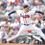 
              Atlanta Braves relief pitcher Collin McHugh (32) throws during the seventh inning of a baseball game against the San Diego Padres, Sunday, May 15, 2022, in Atlanta. (AP Photo/Hakim Wright Sr)
            